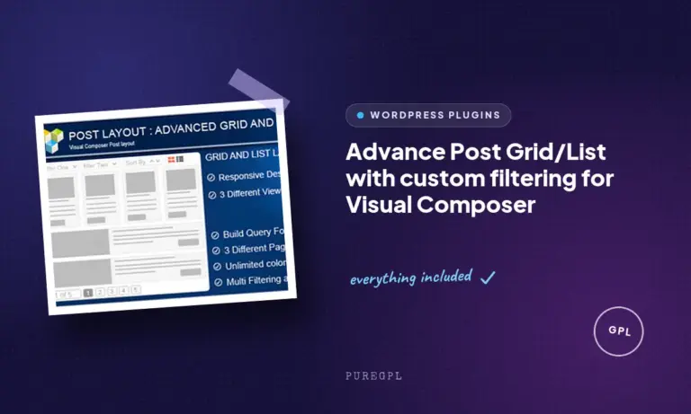 advance post grid list with custom filtering for visual composer
