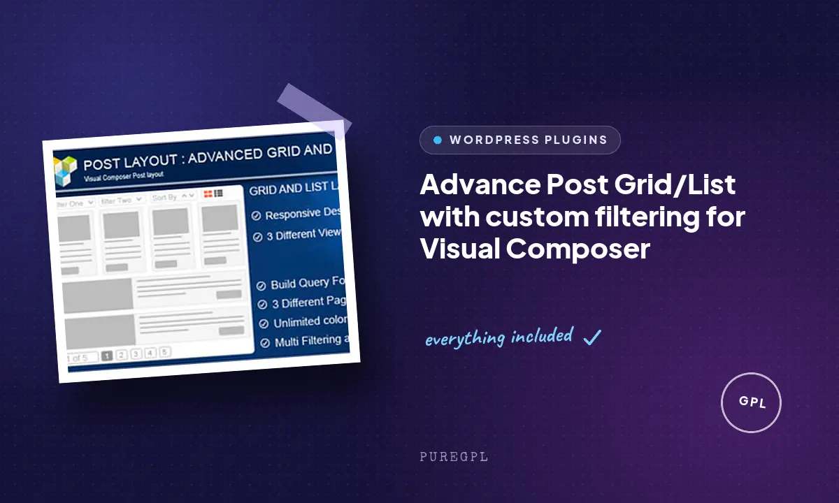 Advance Post Grid/List with custom filtering for Visual Composer