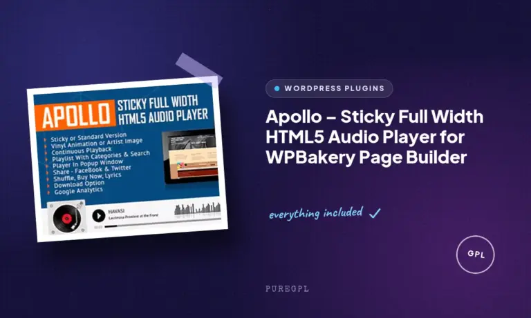 apollo sticky full width html5 audio player for wpbakery page builder