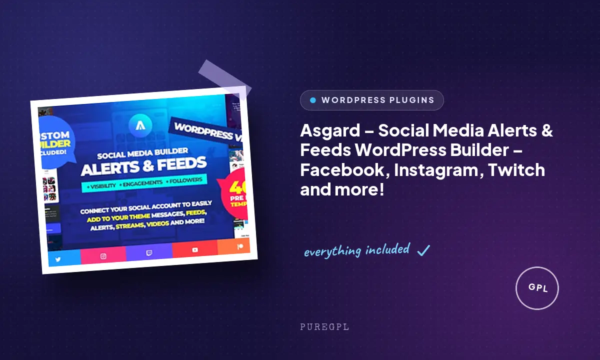 Asgard – Social Media Alerts & Feeds WordPress Builder – Facebook, Instagram, Twitch and more!