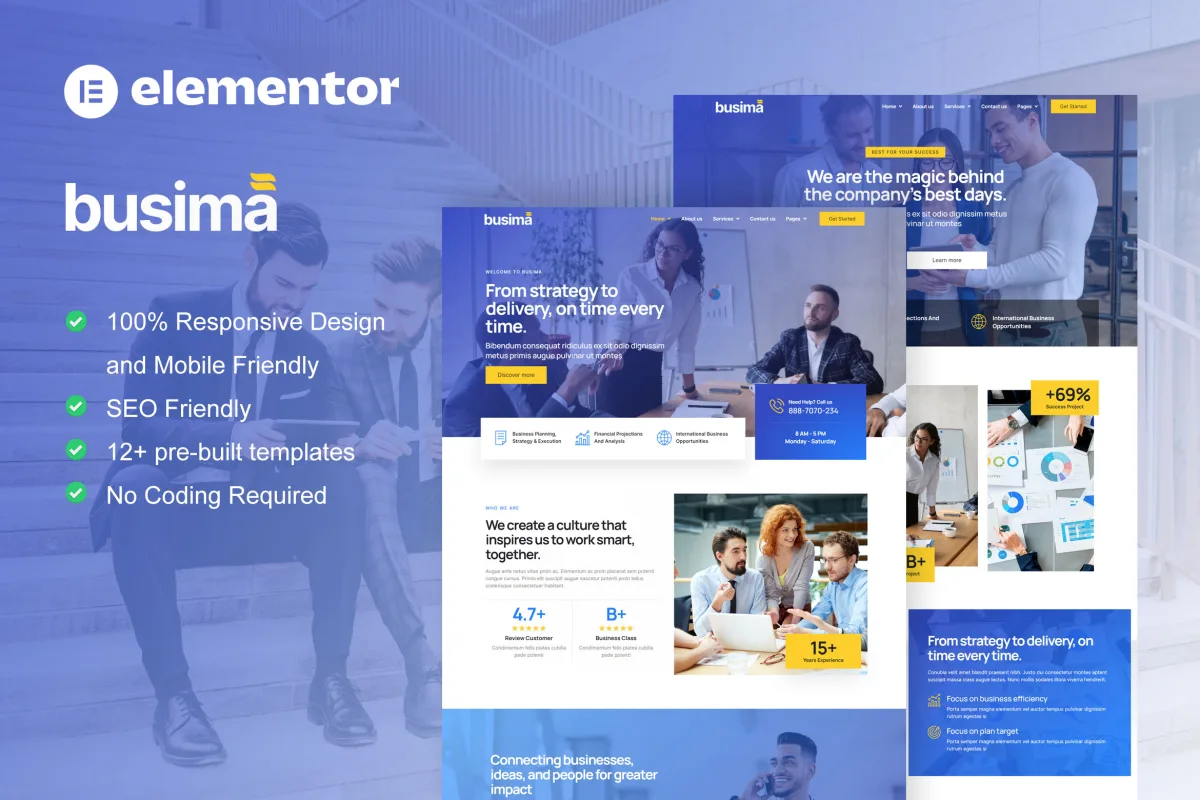 Busima – Business Consultant Elementor Template Kit