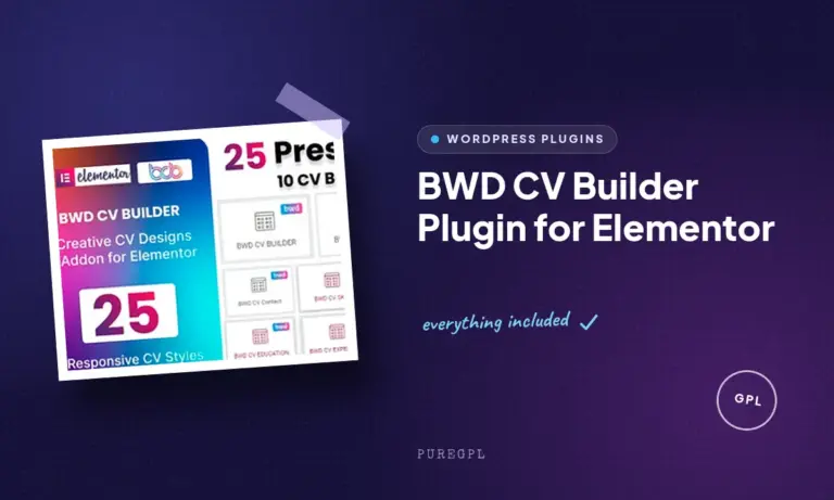 bwd cv builder plugin for elementor