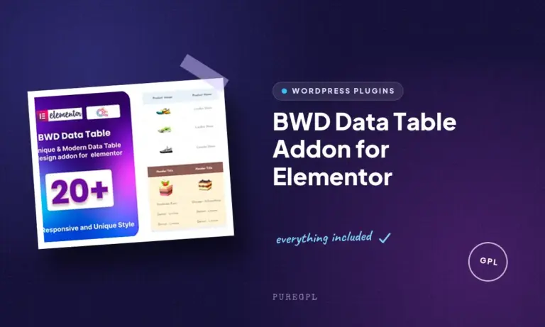 bwd data table addon for elementor