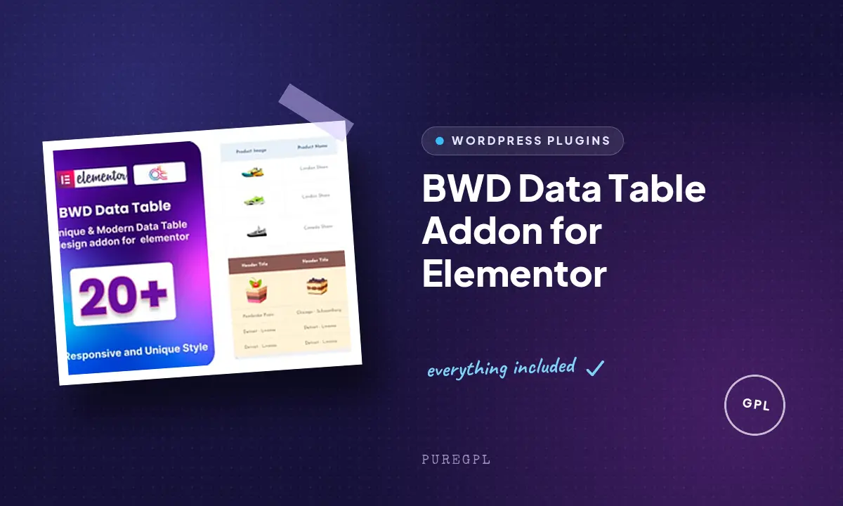 BWD Data Table Addon for Elementor