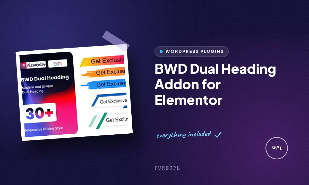 BWD Dual Heading Addon for Elementor