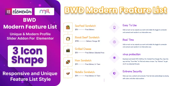 bwd modern feature list addon for elementor 1