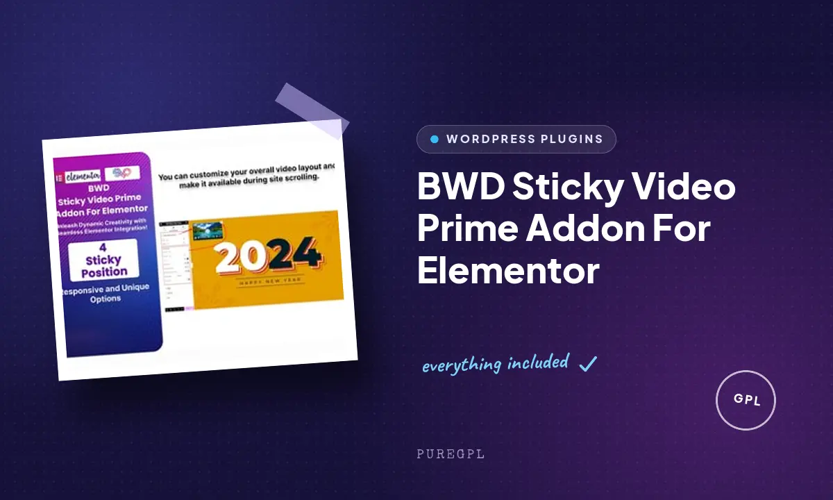 BWD Sticky Video Prime Addon For Elementor