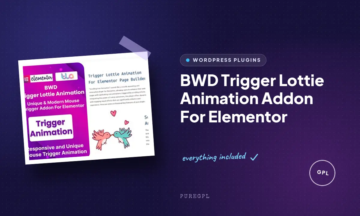 BWD Trigger Lottie Animation Addon For Elementor