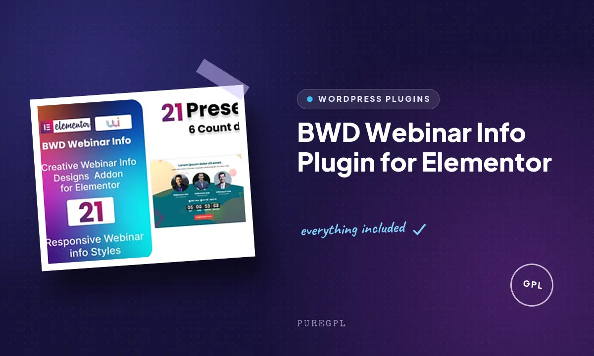 BWD Webinar Info Plugin for Elementor