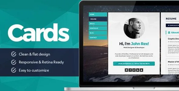 cards resume portfolio wordpress theme 1