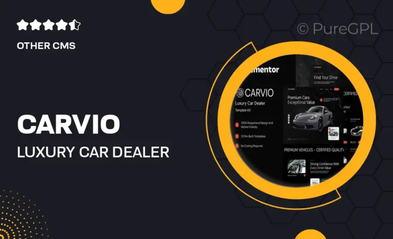 carvio luxury car dealer elementor template kit