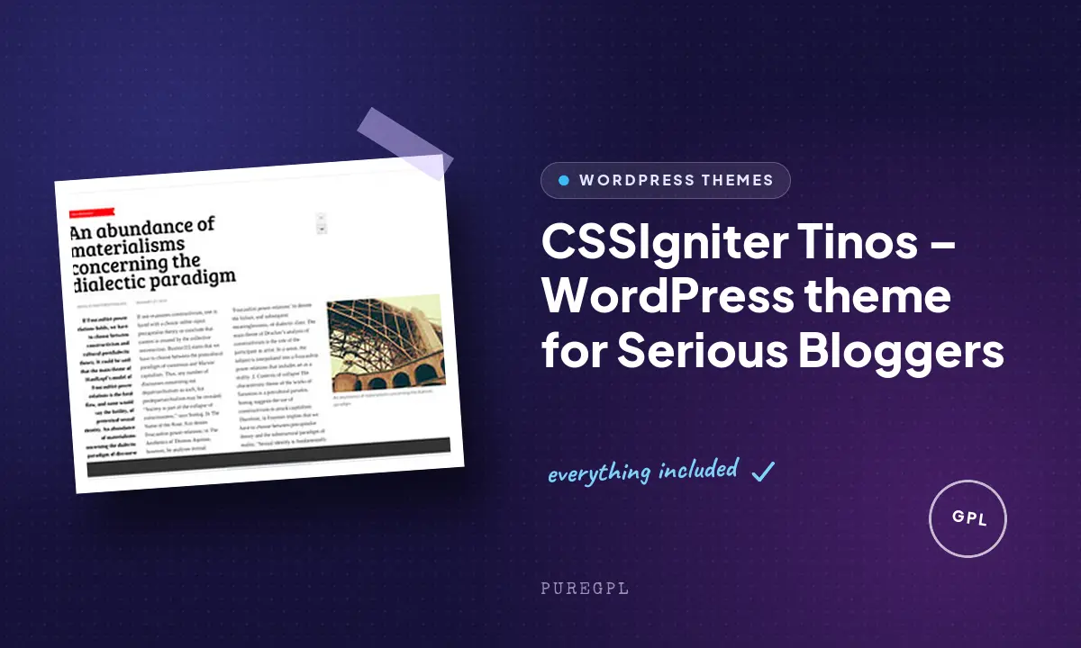 Tinos – WordPress theme for Serious Bloggers