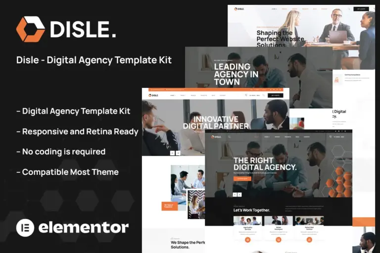 disle digital agency elementor template kit 1