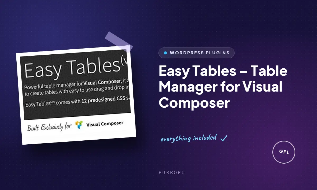 Easy Tables – Table Manager for WPBakery Page Builder