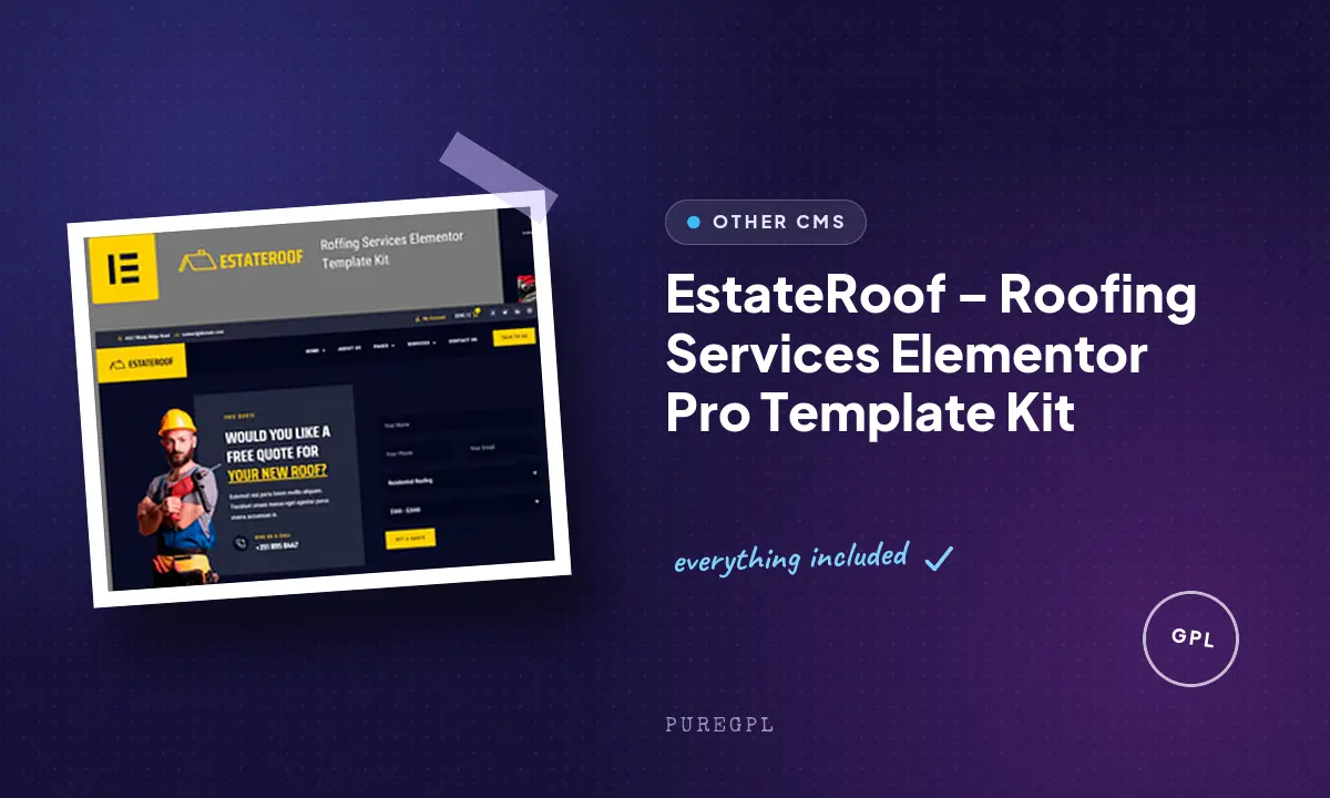 EstateRoof – Roofing Services Elementor Pro Template Kit