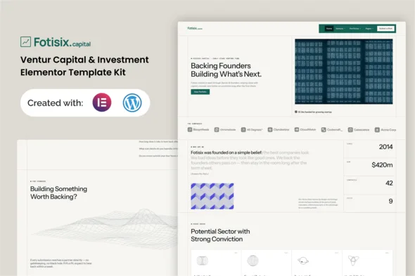 fotisix venture capital investment elementor template kit 1