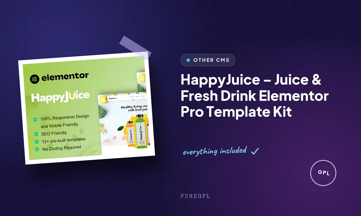 HappyJuice – Juice & Fresh Drink Elementor Pro Template Kit