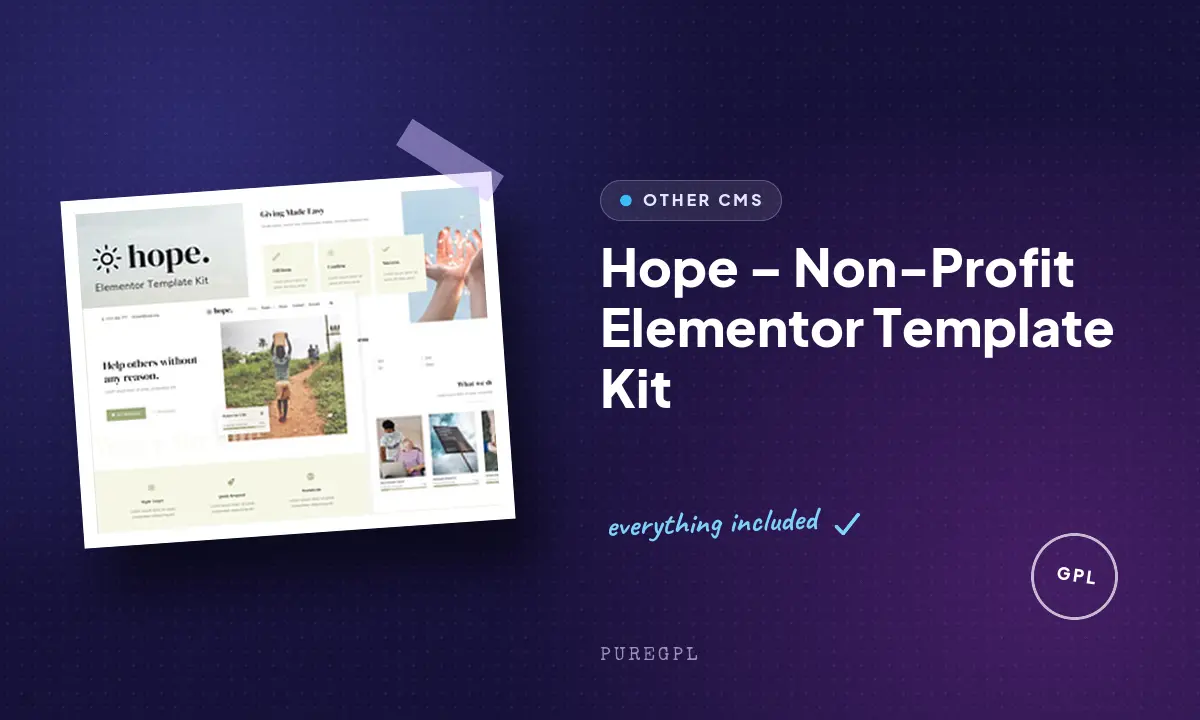 Hope – Non-Profit Elementor Template Kit