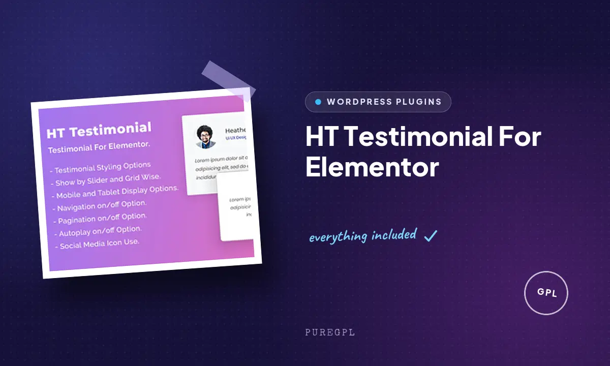 HT Testimonial For Elementor