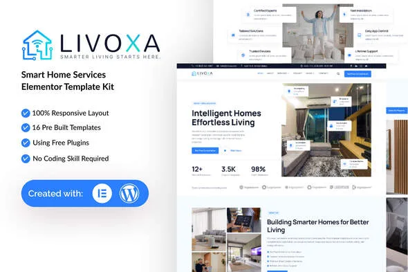 livoxa smart home services elementor template kit 1