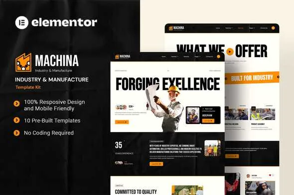 machina industry manufacture elementor template kit 1
