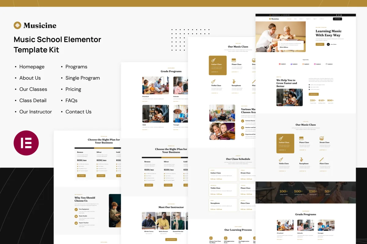 Musicine – Music School Elementor Template Kit