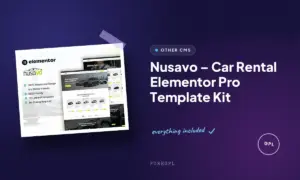 nusavo car rental elementor pro template kit