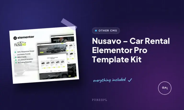 nusavo car rental elementor pro template kit