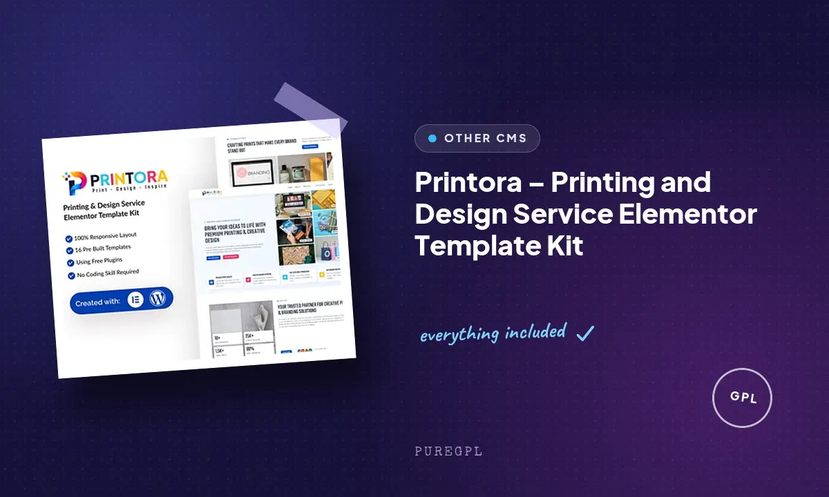 Printora – Printing and Design Service Elementor Template Kit