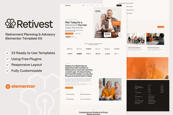 retivest retirement planning advisory elementor template kit 1