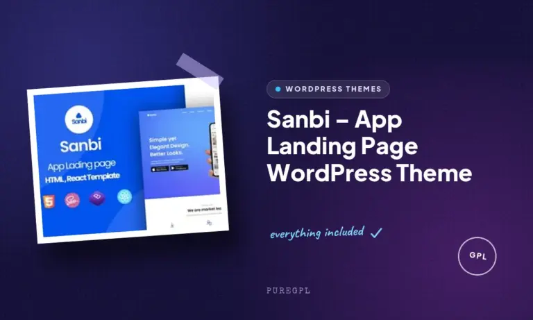 sanbi app landing page wordpress theme