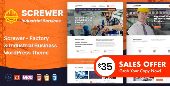 screwer factory and industrial wordpress theme 1
