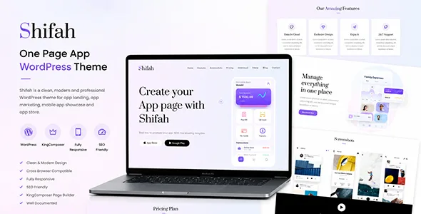 shefa one page app wordpress theme 1