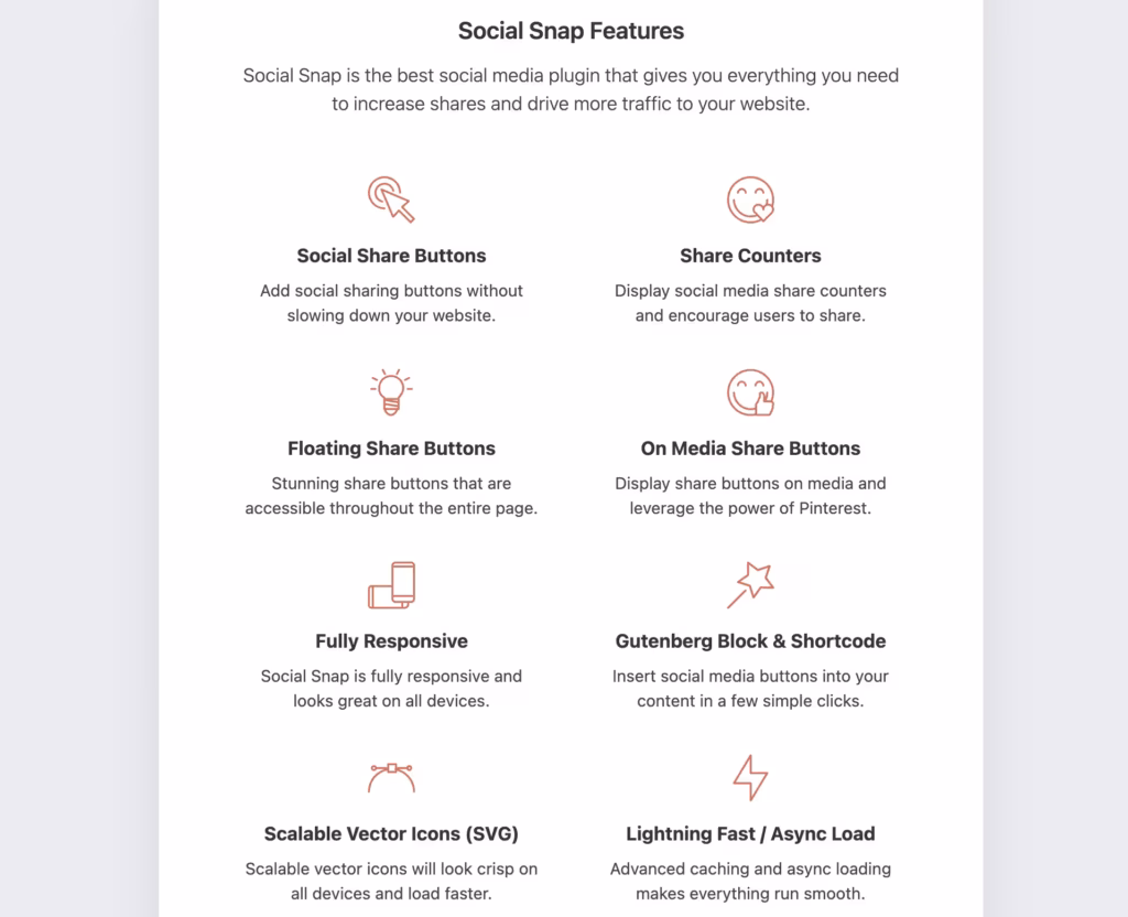 the Social sharing buttons interface in Social Snap — the strongest first-hand evidence this page can carry.