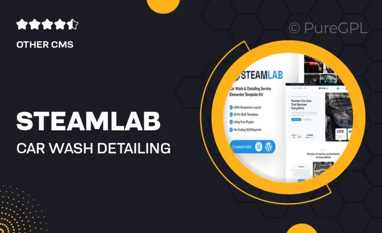 steamlab car wash detailing service elementor template kit