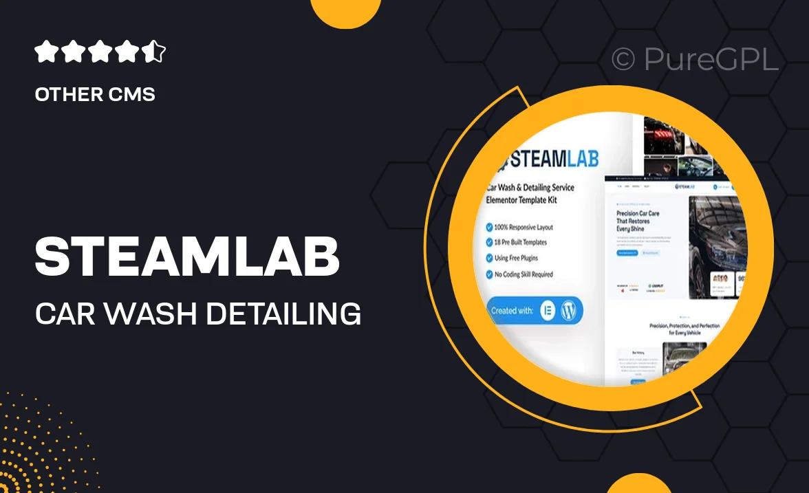 SteamLab – Car Wash & Detailing Service Elementor Template Kit