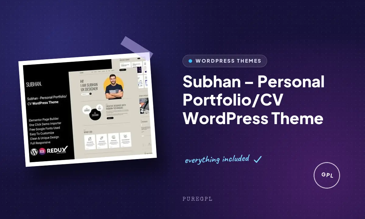 Subhan – Personal Portfolio/CV WordPress Theme