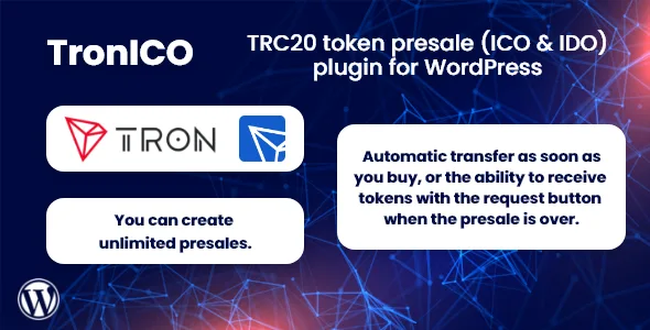 tronico trc20 token presale ico ido plugin for wordpress 1