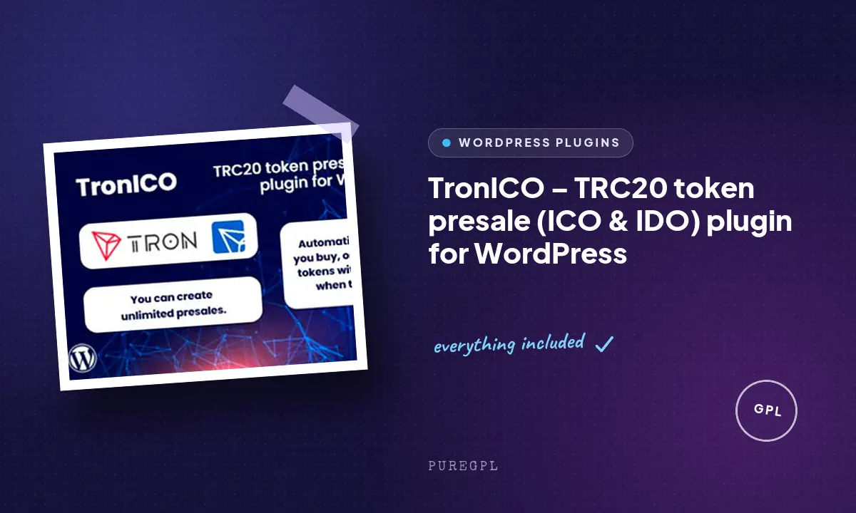 TronICO – TRC20 token presale (ICO & IDO) plugin for WordPress