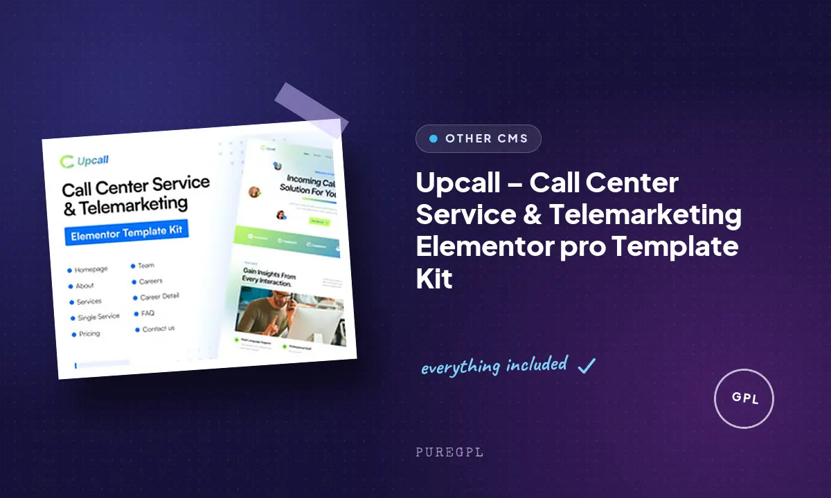 Upcall – Call Center Service & Telemarketing Elementor pro Template Kit