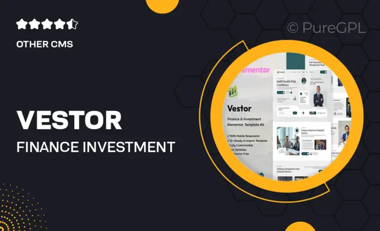 vestor finance investment manager elementor template kit