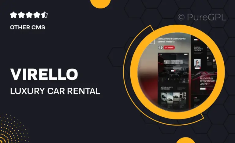 virello luxury car rental chauffeur service elementor template kit