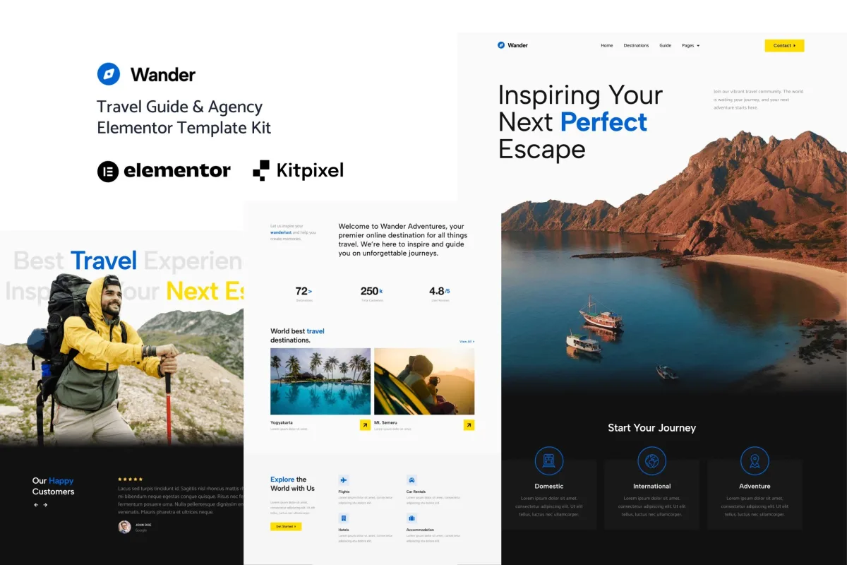 Wander – Travel Guide & Agency Elementor Template Kit