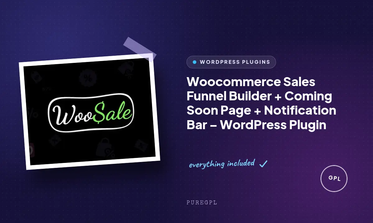 Woocommerce Sales Funnel Builder + Coming Soon Page + Notification Bar – WordPress Plugin
