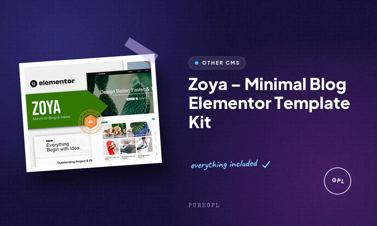 Zoya – Minimal Blog Elementor Template Kit