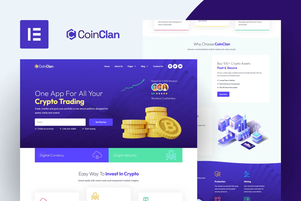 CoinClan – Cryptocurrency Elementor Template Kit