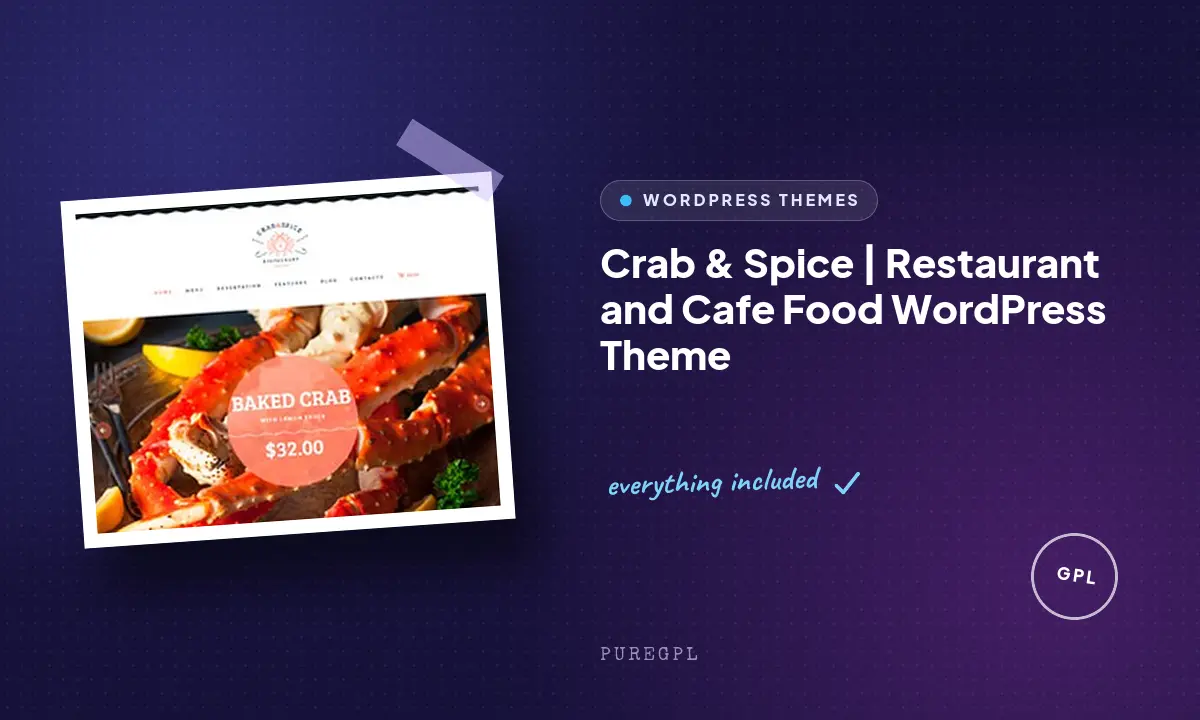 Crab & Spice | Restaurant and Cafe Food WordPress Theme