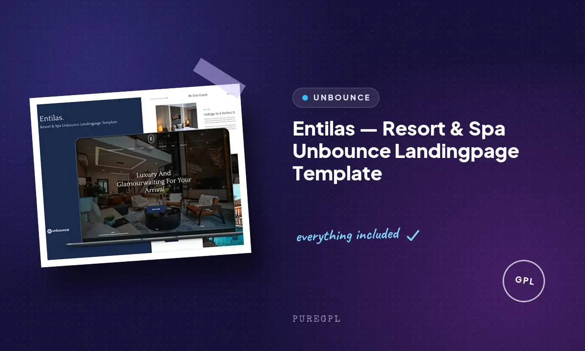 Entilas — Resort & Spa Unbounce Landingpage Template