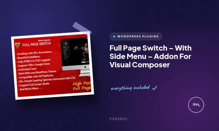 full page switch with side menu addon for visual composer