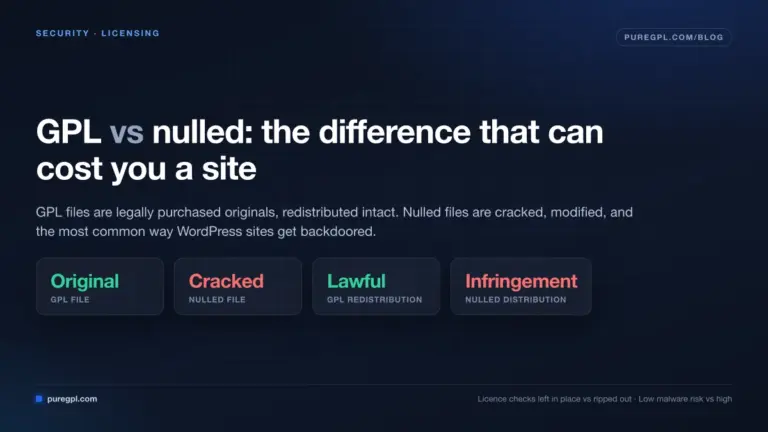 GPL site versus nulled site: original files against cracked files